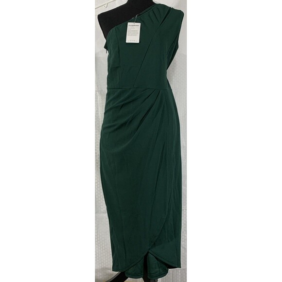 Pretty Garden Ruched One Shoulder Womens L Green Cocktail - Picture 2 of 5